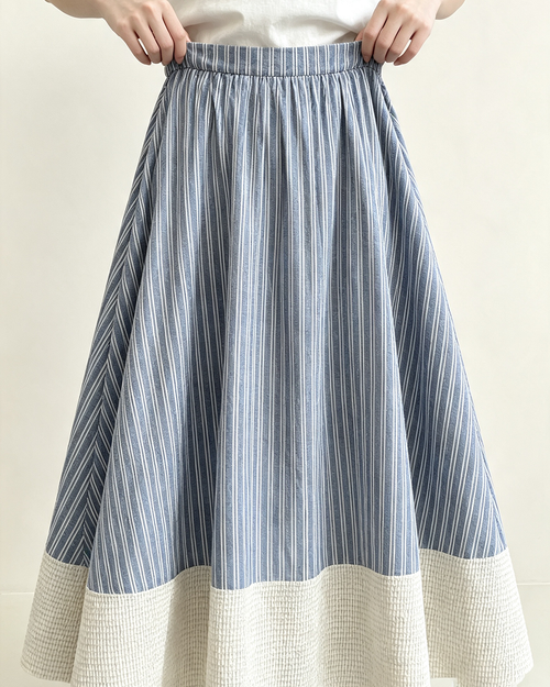 Japanese Stripe Patchwork Maxi Skirt