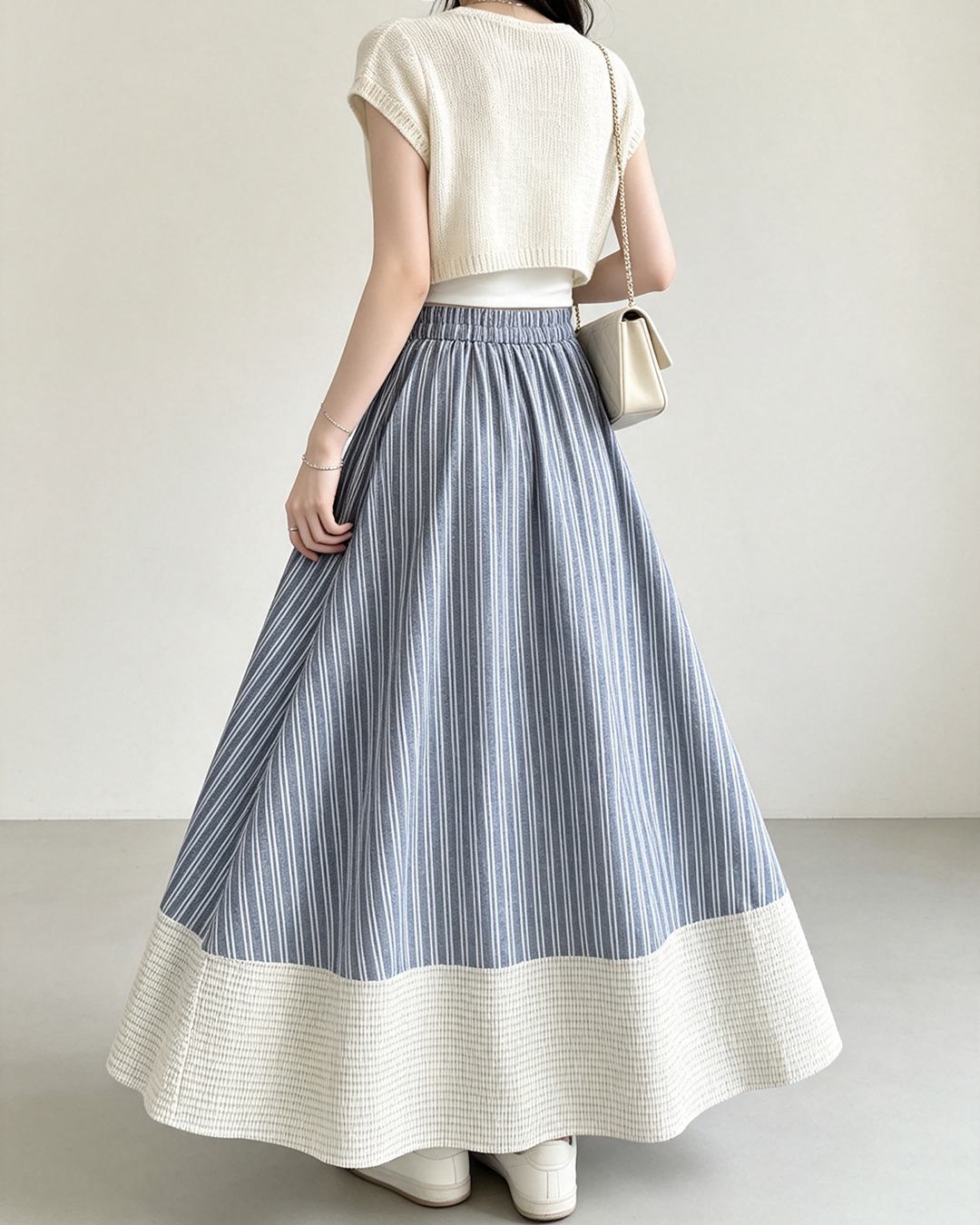 Japanese Stripe Patchwork Maxi Skirt