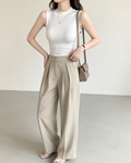 Women Ribbed Mock Neck Sleeveless Tank Top